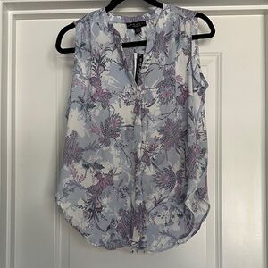 Grace Floral Sleeveless Blouse - Purple and White